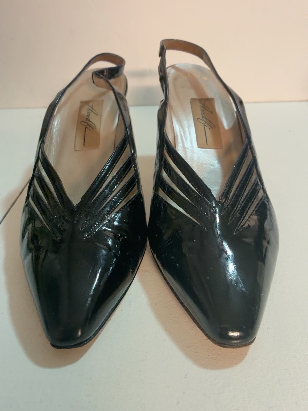 Amalfi by Rangoni Black Patent Leather Slingback Pumps Women’s 9B Italy
